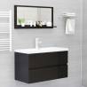 High Gloss Black Bathroom Mirror - 80x10.5x37 cm | HipoMarket