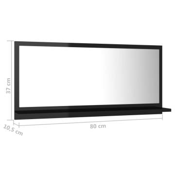 High Gloss Black Bathroom Mirror - 80x10.5x37 cm | HipoMarket