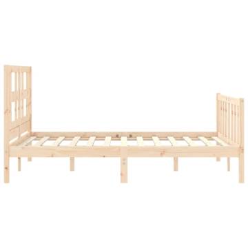 Solid Wood Bed Frame with Headboard 140x190 cm | HipoMarket