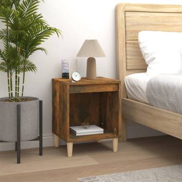 Elegant Smoked Oak Bedside Cabinet - 40x35x50 cm | HipoMarket