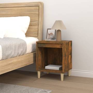 Elegant Smoked Oak Bedside Cabinet - 40x35x50 cm | HipoMarket