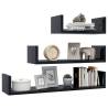 Wall Display Shelf Set - High Gloss Black Engineered Wood