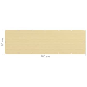 Beige Balcony Screen 90x300 cm - HDPE Privacy Shade