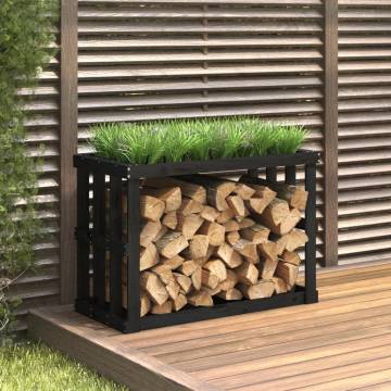 Outdoor Log Holder Black | Solid Pine Wood | 108x52x74 cm