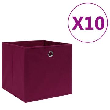 Stylish Dark Red Storage Boxes - 10 pcs Non-woven Fabric