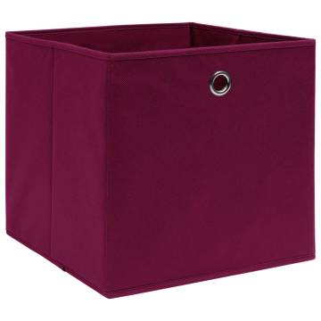 Stylish Dark Red Storage Boxes - 10 pcs Non-woven Fabric