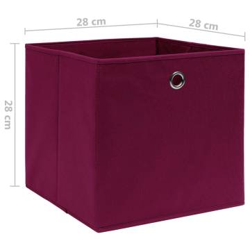 Stylish Dark Red Storage Boxes - 10 pcs Non-woven Fabric