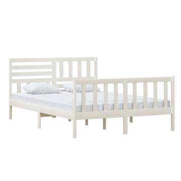 White Solid Wood Bed Frame 140x200 cm | HipoMarket