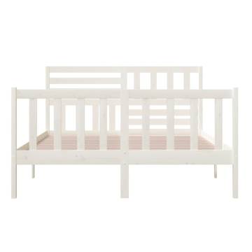 White Solid Wood Bed Frame 140x200 cm | HipoMarket