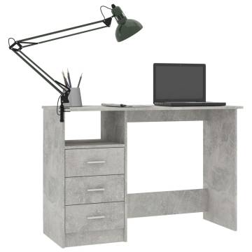 Modern Concrete Grey Desk with Drawers - 110x50 cm