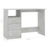 Modern Concrete Grey Desk with Drawers - 110x50 cm