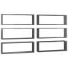 Wall Cube Shelf Set - 6 pcs High Gloss Grey | Hipo Market