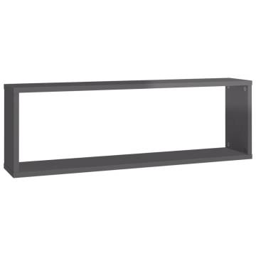 Wall Cube Shelf Set - 6 pcs High Gloss Grey | Hipo Market