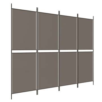 4-Panel Anthracite Room Divider - 200x180 cm Fabric