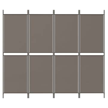 4-Panel Anthracite Room Divider - 200x180 cm Fabric