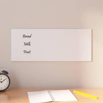 Wall-Mounted Magnetic Board - White Tempered Glass 50x20 cm