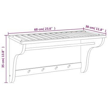 Rustic Towel Rack - Solid Walnut Wood | 60x30x35 cm