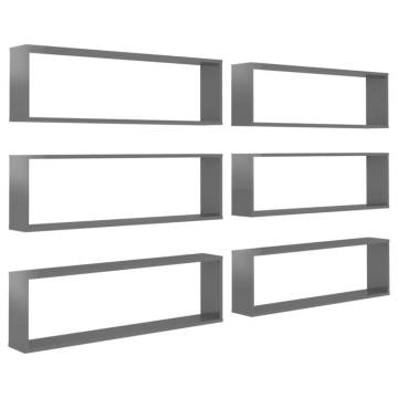 Stylish Wall Cube Shelf Set - High Gloss Grey | Hipo Market