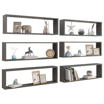 Stylish Wall Cube Shelf Set - High Gloss Grey | Hipo Market