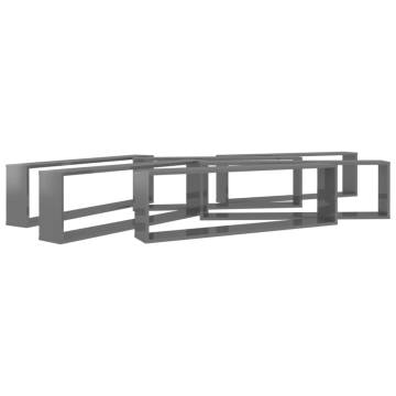 Stylish Wall Cube Shelf Set - High Gloss Grey | Hipo Market