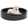 Dog Bed Black 79x70x19 cm Plush and Faux Leather Colour black Size 79 x 70 x 19 cm 