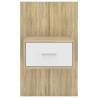 Wall-Mounted Bedside Cabinet - White & Sonoma Oak | Hipomarket