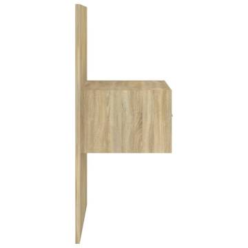 Wall-Mounted Bedside Cabinet - White & Sonoma Oak | Hipomarket