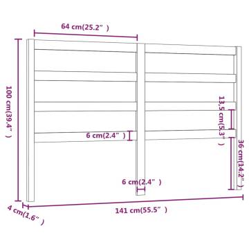 Stylish White Solid Wood Bed Headboard - 141x4x100 cm