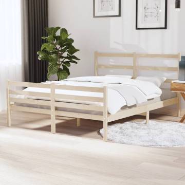 Classic Solid Wood Pine Bed Frame 135x190 cm Double