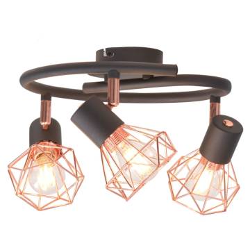 Ceiling Lamp with 3 Spotlights E14 Black and Copper | HipoMarket