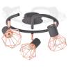 Ceiling Lamp with 3 Spotlights E14 Black and Copper | HipoMarket