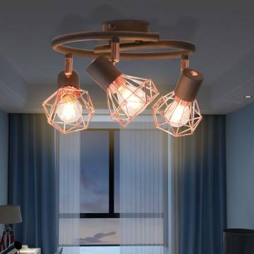 Ceiling Lamp with 3 Spotlights E14 Black and Copper | HipoMarket