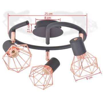 Ceiling Lamp with 3 Spotlights E14 Black and Copper | HipoMarket