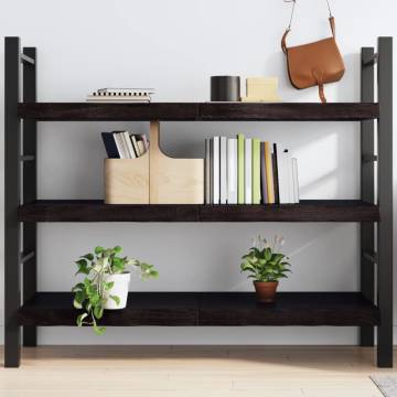 Wall Shelf Dark Brown - Solid Oak Wood Storage Solution