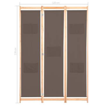 Stylish 3-Panel Brown Room Divider - 120x170 cm | HipoMarket