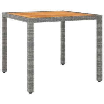 Stylish Garden Table Grey 90x90 cm | Poly Rattan Outdoor