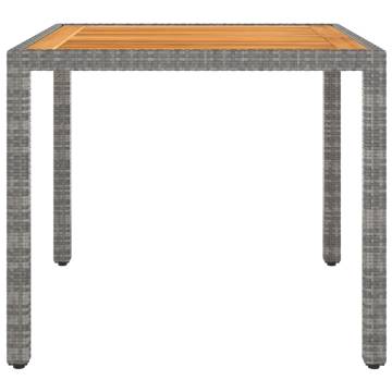 Stylish Garden Table Grey 90x90 cm | Poly Rattan Outdoor