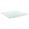 Elegant 40x40 cm White Tempered Glass Table Top with Marble Design