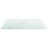 Elegant 40x40 cm White Tempered Glass Table Top with Marble Design