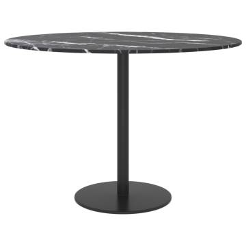 Table Top Black Ø60 cm Tempered Glass with Marble Design