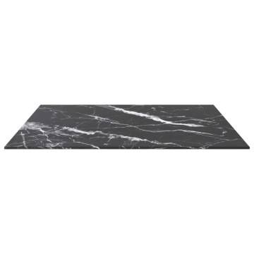 Table Top Black 70x70 cm Tempered Glass with Marble Design