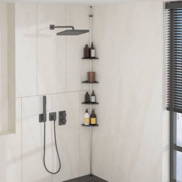 4-Tier Telescopic Shower Corner Shelf - Silver Aluminium