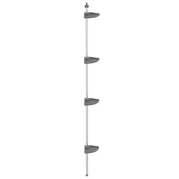 4-Tier Telescopic Shower Corner Shelf - Silver Aluminium