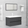 2 Piece Bathroom Furniture Set Grey Engineered Wood Colour grey Number of 1 Number of Pieces 