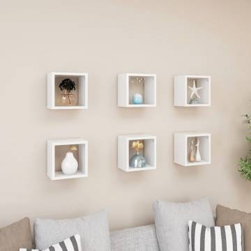 Wall Cube Shelves Set - 6 pcs White | Hipomarket UK