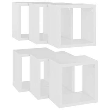 Wall Cube Shelves Set - 6 pcs White | Hipomarket UK