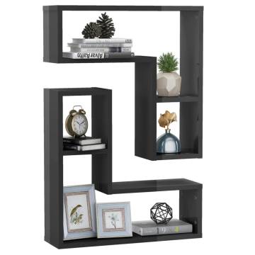 High Gloss Grey Wall Shelf Set - Stylish & Practical Design