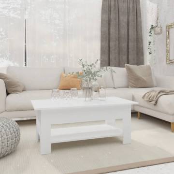 Stylish White Coffee Table - Durable Engineered Wood Design