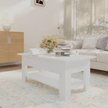 Stylish White Coffee Table - Durable Engineered Wood Design