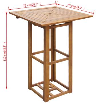 Bistro Table 75x75x110 cm - Solid Acacia Wood for Outdoors